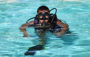 diver with mask and regulator