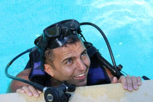 diver with mask and regulator